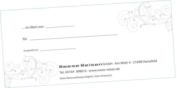 Reese Reise Gutschein verschenken